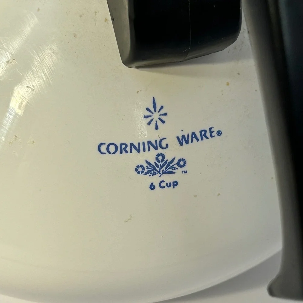 Corning Ware 6 Cup Coffee Pot Perculator‎ White Blue Floral Handle